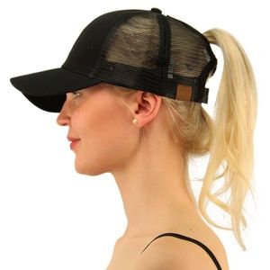 cc beanie Accessories - BLACK Messy High Bun Baseball pony- Cap cc beanie Accessories - BLACK Messy High Bun Baseball pony- Cap
